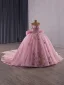 Flower Fairy Luxury / Gorgeous Blushing Pink Handmade  Beading Sequins Lace Flower Prom Dresses 2025 Ball Gown Strapless Sleeveless Backless Bow