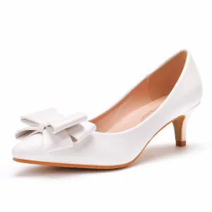 Chic Belle Blanche Bureau Ol Noeud Escarpins 2022 5 Cm Talons Aiguilles À Bout Pointu Escarpins Talons Hauts