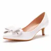 Chic / Beautiful White Office OL Bow Pumps 2022 5 cm Stiletto Heels Pointed Toe Pumps High Heels