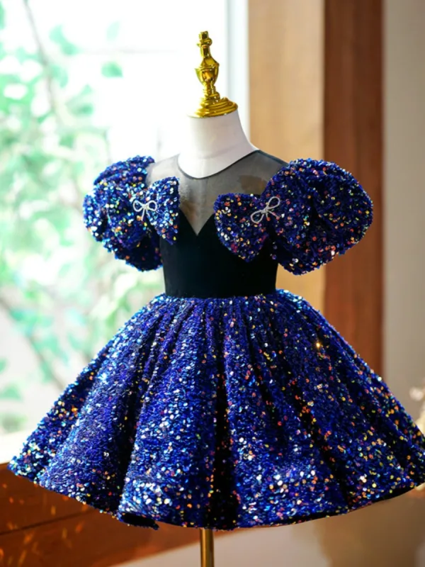 royal blue short sleeve dress Elegant Royal Blue V-neck Short Sleeves Open Back A-line Long Prom Dre –  AlineBridal main image 1