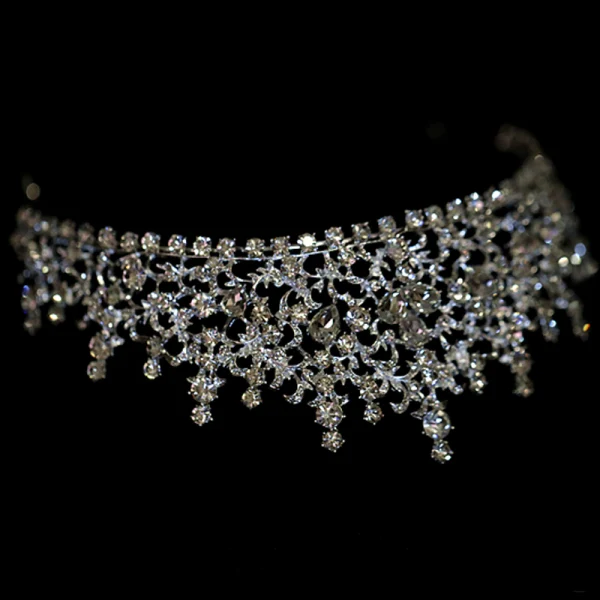 Elegante Zilveren Rhinestone Huwelijk Tiara Bruids Haaraccessoires 2022 Zirkonium Legering