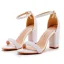 Sexy Weiß Perle Brautschuhe 2024 9 cm Thick Heels Knöchelriemen Peeptoes Hochzeit Hochhackige