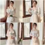 Modest / Simple Grey Spotted Bridesmaid Dresses 2022 A-Line / Princess Puffy Short Sleeve Backless Floor-Length / Long Bridesmaid Formal Dresses Bridesmaid Dresses