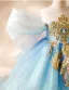 Classy Sky Blue Beading Pearl Sequins Cascading Ruffles Birthday Flower Girl Dresses 2024 Ball Gown Off-The-Shoulder Puffy Short Sleeve Backless Sweep Train Flower Girl Dresses