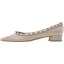 Chic / Beautiful Beige Rivet Street Wear Pumps 2022 Leather 3 cm Thick Heels Low Heel Pointed Toe Pumps High Heels