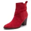 Fine Brun Vinter Gateklær Suede Boots Dame 2023 8 cm Tykk Hæler Spisse Boots