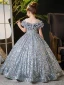 Sparkly Multi-Colors Sequins Birthday Flower Girl Dresses 2024 Ball Gown Scoop Neck Short Sleeve Floor-Length / Long