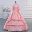 Vintage / Retro Medieval Champagne Lace Flower Ruffle Prom Dresses 2025 Ball Gown Square Neckline Bat Sleeve Backless Floor-Length / Long Formal Dresses
