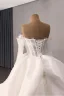 High-end White Handmade  Beading Lace Flower Satin Wedding Dresses 2025 Ball Gown Off-The-Shoulder Long Sleeve Backless Chapel Train