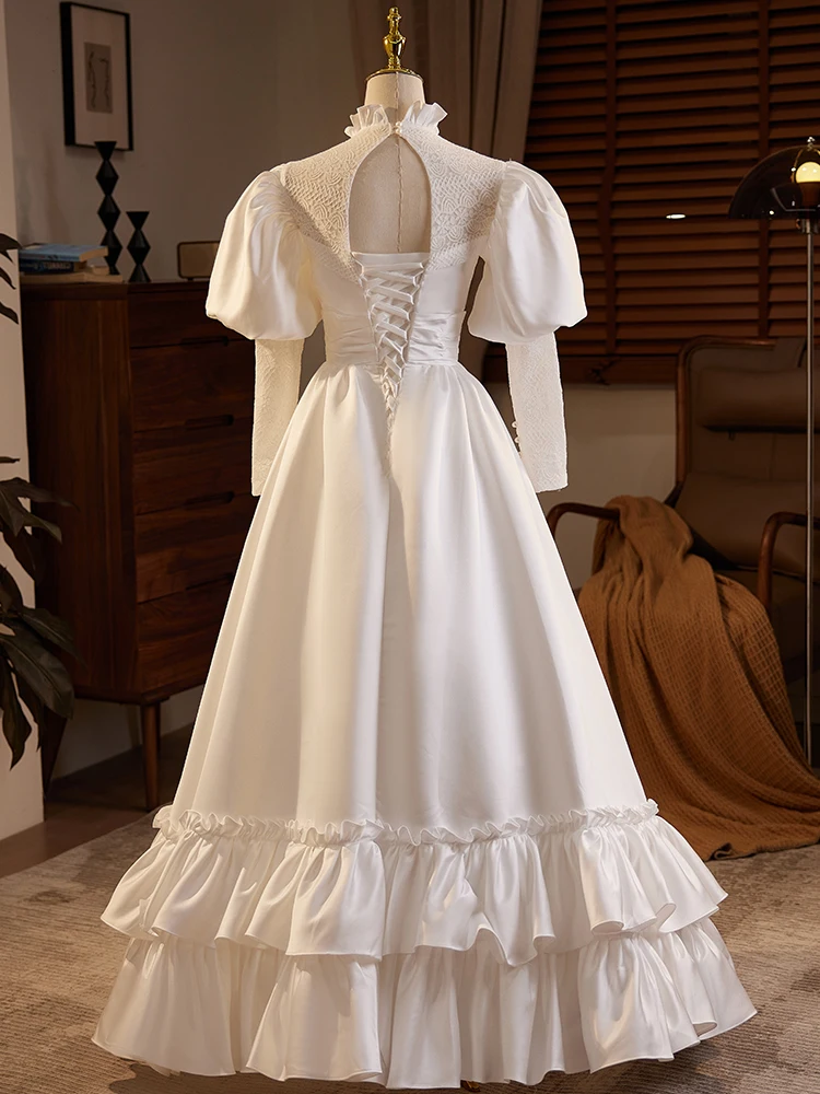 open lace back dress Vintage Lace Princess Wedding Dresses Off the Shoulder Wedding Gowns V –  Viniodress