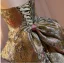 Vintage / Retro Multi-Colors Printing Prom Dresses 2024 A-Line / Princess Strapless Sleeveless Backless Bow Sweep Train Prom Formal Dresses