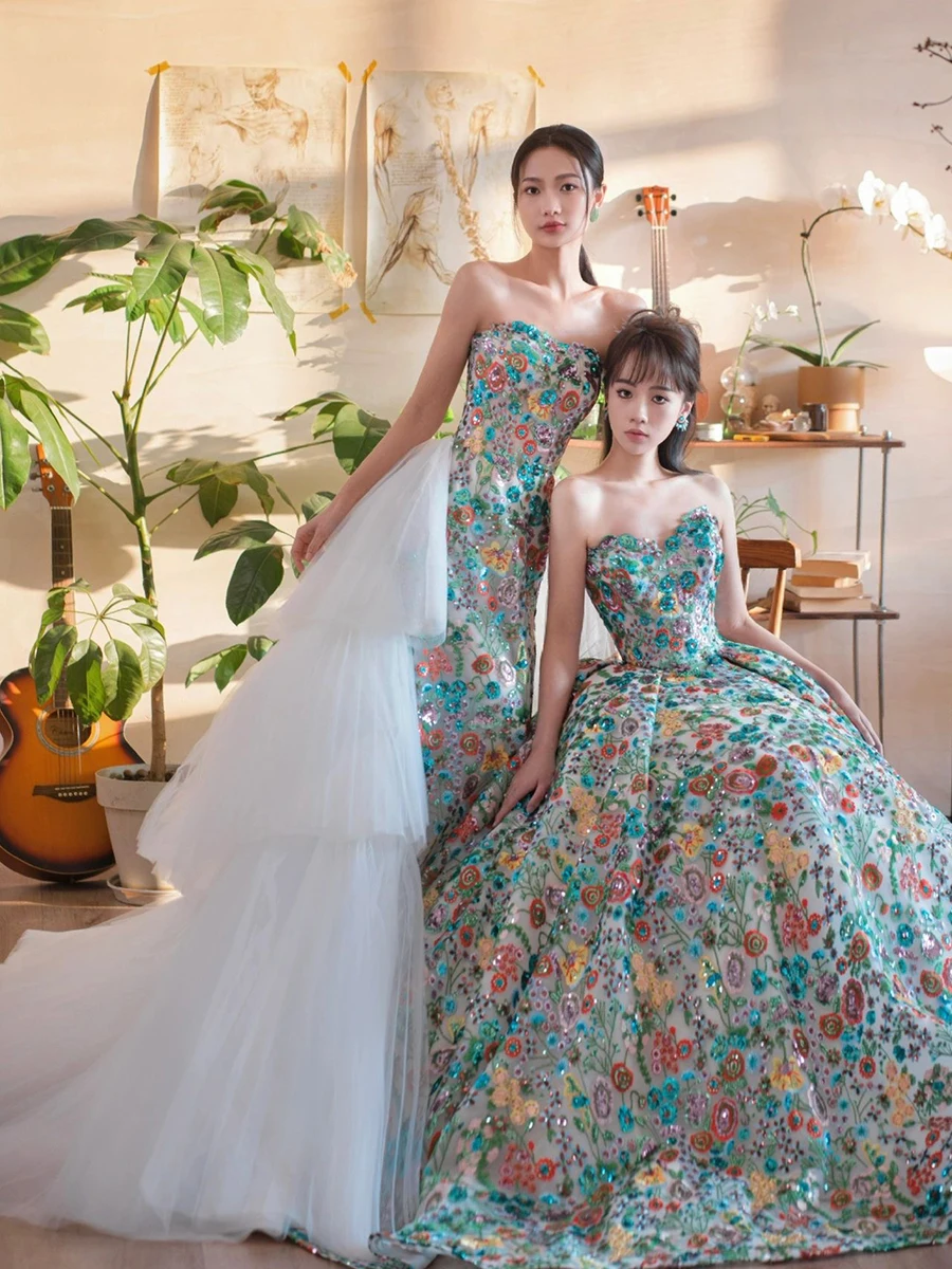 strapless open back dress Primavera Couture 14006 Prom Dress Long Ball Gown A Line Beaded Floral Formal Gown 2 / Black Multi main image 1
