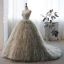 Fashion Grey Pleated Prom Dresses 2023 Ball Gown Strapless Sleeveless Backless Sweep Train Prom Formal Dresses