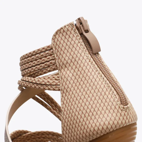 Comfortabel Abrikoos / Beige Strand Vlecht Sandalen Dames 2022 Peep Toe Platte Sandalen