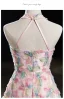 Flower Fairy Multi-Colors Flower Prom Dresses 2024 A-Line / Princess High Neck Sleeveless Backless Floor-Length / Long Prom Formal Dresses