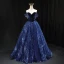 Mode Marineblau Glanz Wildleder Ballkleider 2022 A Linie Off Shoulder Perle Kurze Ärmel Rückenfreies Lange Festliche Kleider