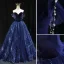 Mode Marineblau Glanz Wildleder Ballkleider 2022 A Linie Off Shoulder Perle Kurze Ärmel Rückenfreies Lange Festliche Kleider