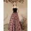 Chic / Beautiful Black Summer Rose Printing Evening Dresses 2023 A-Line / Princess Pearl Spaghetti Straps Sleeveless Backless Floor-Length / Long Evening Party Formal Dresses