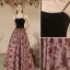 Chic / Beautiful Black Summer Rose Printing Evening Dresses 2023 A-Line / Princess Pearl Spaghetti Straps Sleeveless Backless Floor-Length / Long Evening Party Formal Dresses