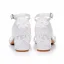 Élégant Blanche En Dentelle Fleur Chaussure De Mariée 2024 Mariage Bride Cheville 5 cm Talons Épais Peep Toes / Bout Ouvert Sandales Talons Hauts