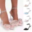 Sexy Rosa Abend Strass Schleife Sandalen Damen 2022 Knöchelriemen 11 cm Stilettos Peeptoes Sandaletten Hochhackige