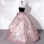 High-end Baroque Candy Pink Glitter Satin Prom Dresses 2022 Ball Gown Strapless Sleeveless Backless Beading Floor-Length / Long Formal Dresses