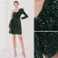 Sexy Weiß Pailletten Partykleider 2022 One-Shoulder Lange Ärmel Rückenfreies Lange Cocktail Abend Festliche Kleider