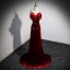 Sexy Bordeaux Velours Robe De Soirée 2023 Trompette / Sirène Bretelles Spaghetti Faux Diamant Sans Manches Dos Nu Noeud Train De Balayage Soirée Robe De Ceremonie