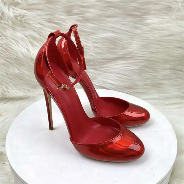 Sexy Burgundy Evening Party Patent Leather Womens Shoes 2024 Ankle Strap 12 cm Stiletto Heels Round Toe High Heels