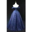 Glitzernden Marineblau Glanz Perlenstickerei Pailletten Ballkleider 2023 A Linie Bandeau Ärmellos Rückenfreies Lange Ball Festliche Kleider
