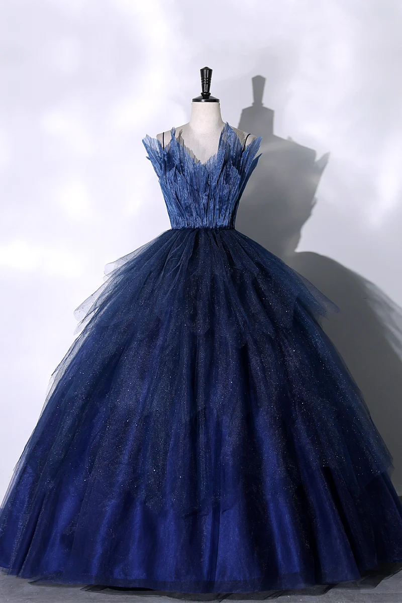green emerald velvet dress Dark Blue Glitter Long Mermaid Spaghetti Straps V-neck Prom Dresses Wi   BIZTUNNEL