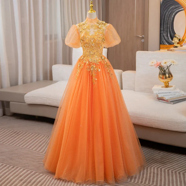 orange elegant dresses Portia and Scarlett PS23414 Long Beaded Spaghetti Strap Prom Dress – The  Dress Outlet