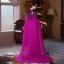 Chinese style Purple Sequins Tassel Cheongsam 2023 Trumpet / Mermaid Satin High Neck Short Sleeve Floor-Length / Long Evening Party Cheongsam / Qipao