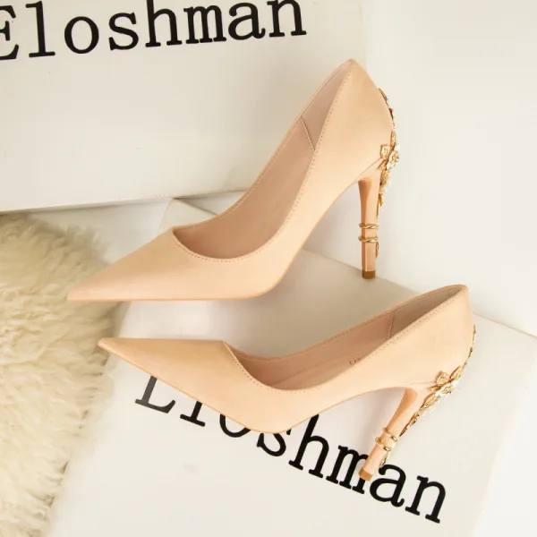 Fashion Sky Blue Wedding Shoes 2022 Rhinestone Sequins Metal Flower 10 cm Stiletto Heels Pointed Toe Wedding Shoes High Heels