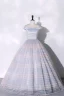 Charming Sky Blue Cascading Ruffles Prom Dresses 2023 Ball Gown Off-The-Shoulder Sleeveless Floor-Length / Long Prom Formal Dresses