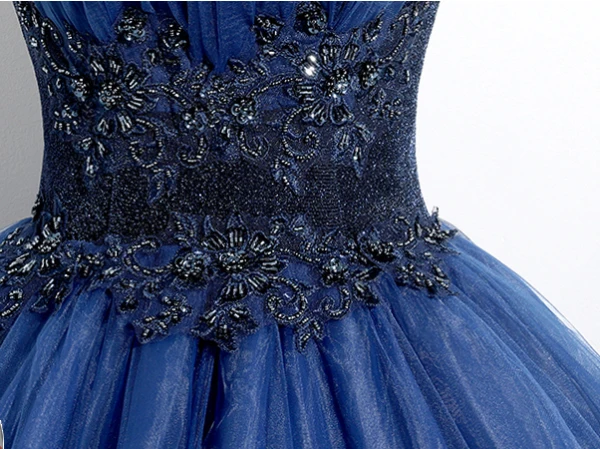 Vintage / Retro Navy Blue Beading Lace Flower Prom Dresses 2024 Ball Gown Halter Sleeveless Backless Floor-Length / Long Prom Formal Dresses