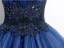 Vintage / Retro Navy Blue Beading Lace Flower Prom Dresses 2024 Ball Gown Halter Sleeveless Backless Floor-Length / Long Prom Formal Dresses