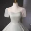 Chic / Beautiful Silver Glitter Prom Dresses 2024 Ball Gown V-Neck Short Sleeve Backless Floor-Length / Long Prom Formal Dresses