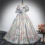Fashion Multi-Colors Appliques Prom Dresses Ball Gown Square Neckline Short Sleeve Backless Floor-Length / Long Prom Formal Dresses