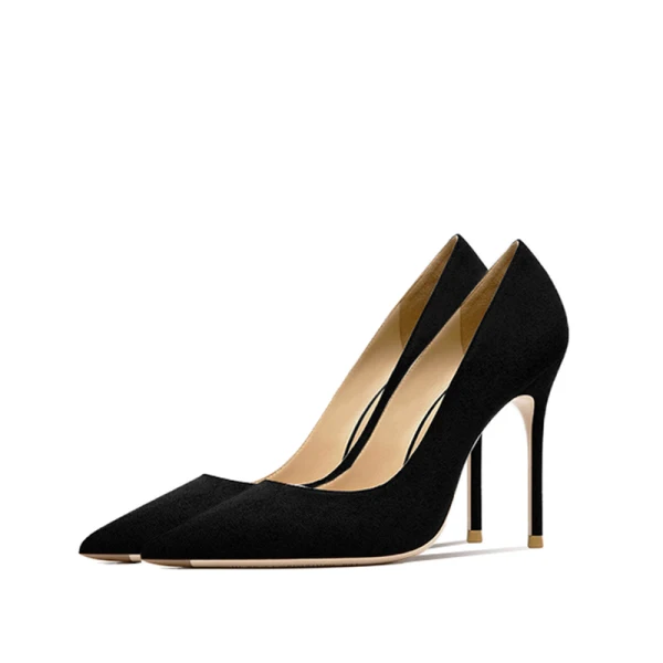 Chic / Beautiful Black Leather Suede Evening Party Pumps 2024 10 cm Stiletto Heels Pointed Toe Pumps High Heels