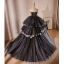 Fashion Black Cascading Ruffles Appliques Prom Dresses 2024 Ball Gown Strapless Sleeveless Backless Sweep Train Prom Formal Dresses
