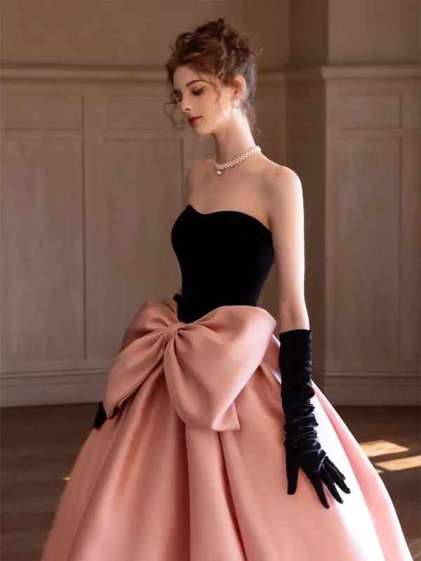 Onírico Rosa Bowknot Vestidos de gala 2026 Ball Gown Sweetheart Sin Mangas Sin Espalda