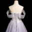 Charming Lavender Beading Pearl Sequins Prom Dresses 2024 Off-The-Shoulder A-Line / Princess Sleeveless Backless Floor-Length / Long Prom Formal Dresses