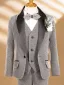 Fall Winter Grey Glitter 6-piece Long Sleeve Boys Wedding Suits 2025 Body Jewellery Coat Necklace Pants Shirt Tie Vest