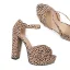 Fashion Brown Leopard Print Evening Party Womens Sandals 2022 12 cm Thick Heels Ankle Strap Open / Peep Toe Sandals High Heels