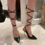 Été Sexy Mode Blanche Soirée Sandales Femme Talons Hauts 2022 Bride Cheville 11 cm Talons Aiguilles À Bout Pointu Sandales Femme