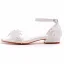Chic / Belle Blanche En Dentelle Fleur Chaussure De Mariée 2023 Bride Cheville Talon Bas Peep Toes / Bout Ouvert Mariage Sandales Talons Hauts