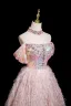 Charmant Rougissant Rose Perlage Faux Diamant Paillettes Gland Robe De Bal 2025 Princesse De l'épaule Sans Manches Dos Nu Longue Promo Robe De Ceremonie