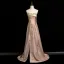 Style Chinois Rougissant Rose Perlage Paillettes En Dentelle Fleur Appliques Fendue devant Robe De Bal 2025 Princesse Bustier Sans Manches Dos Nu Train De Balayage Promo