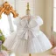 Lovely Blushing Pink Sequins Birthday Short Flower Girl Dresses 2026 Ball Gown Scoop Neck Puffy Short Sleeve